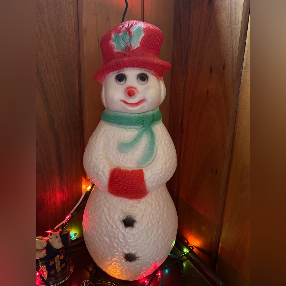 COPY - Vintage Christmas Union Products Made in USA Snowman Woman Blow Mold 22”…